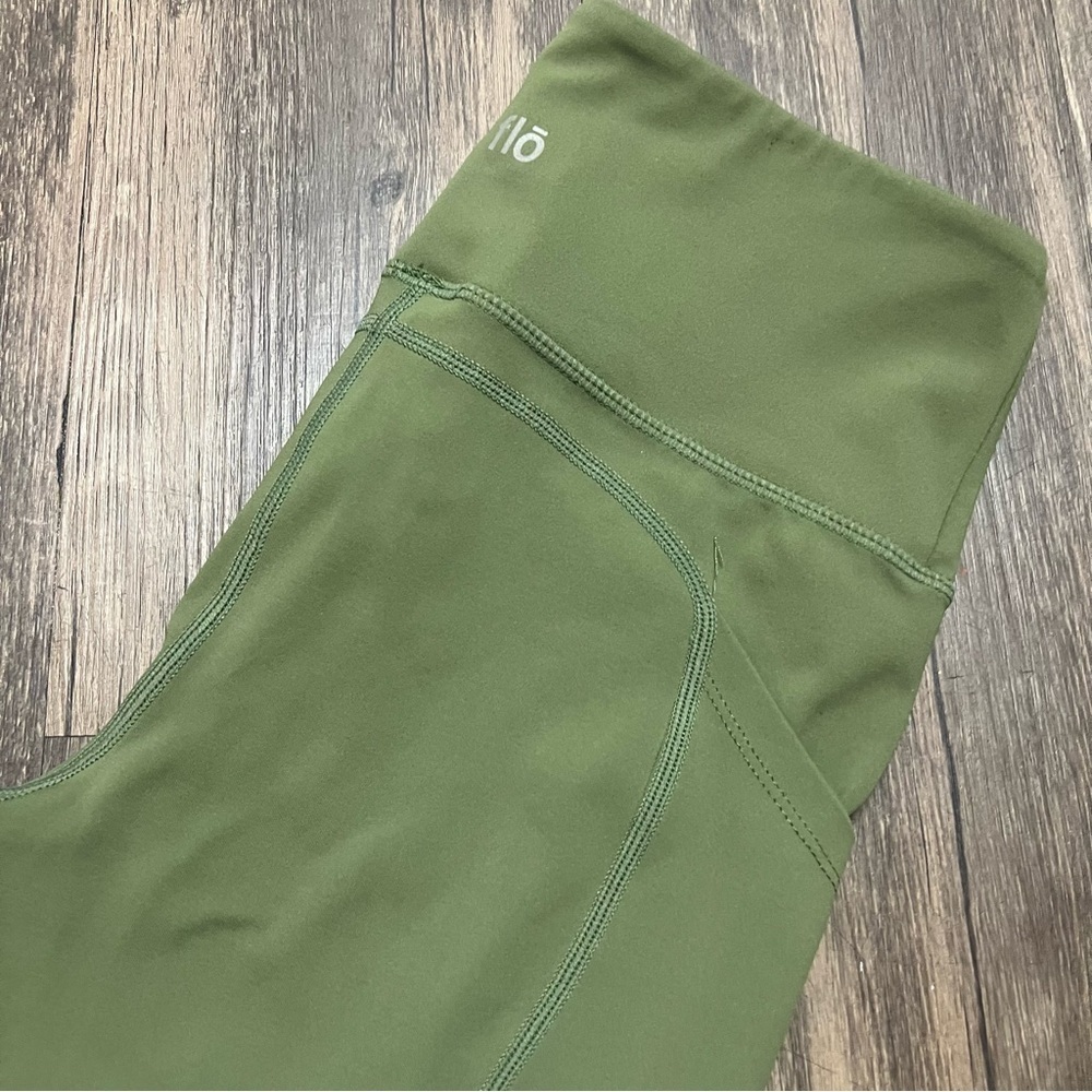 Flo Activewear Kyla Military Green High-Waisted Women's Compression Leggings S View 4